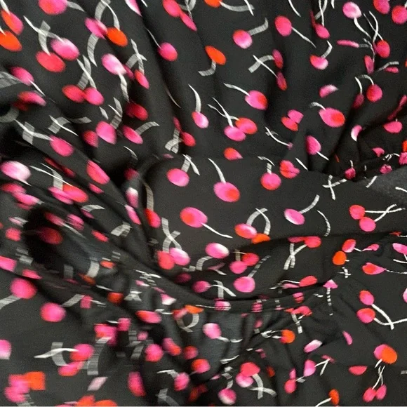 Dress Black w/ Red Cherries Flounce Top Elastic Waist Size M like … - Picture 11 of 11